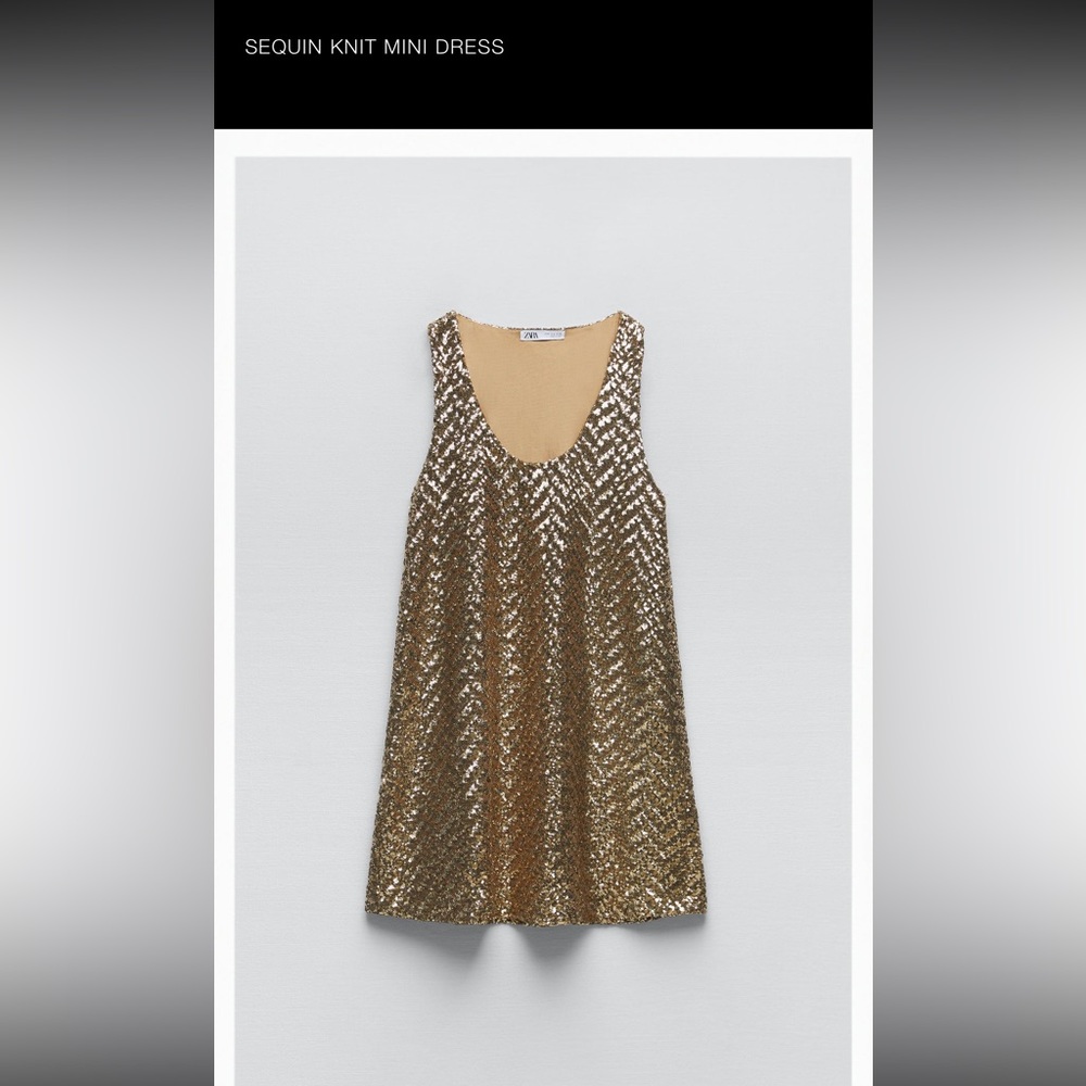 Sequin Mini Knit Dress, Small, New With Tags, Gold